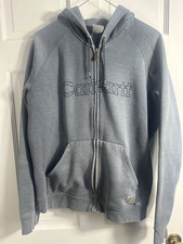 Carhartt Hoodie Sweatshirt Womens L Zip Spellout Pockets