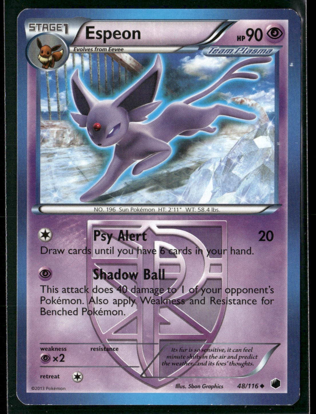 Espeon 48/116 Uncommon Plasma Freeze Pokemon Heavily Played