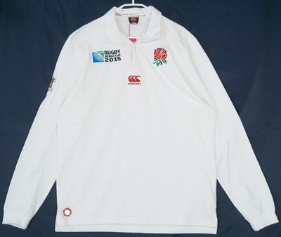 Canterbury England 2015 weiß Rugby Langarm Polo Herren XL