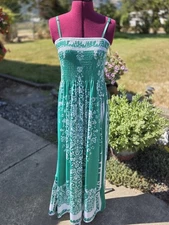 Just Love Green And White Maxi Sundress Size S