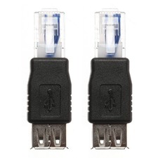 2Pcs USB Type A Female To Ethernet Internet RJ45 Male Connector Converter Adapte