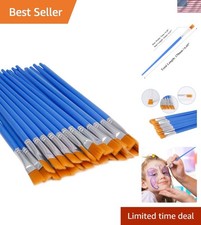 30 Pcs Synthetic Flat Brushes in Blue - Ideal for All Painting Styles