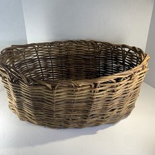 Vtg Large Rustic Storage Basket Oval Vines French Country Cottage Farm 17x13x8
