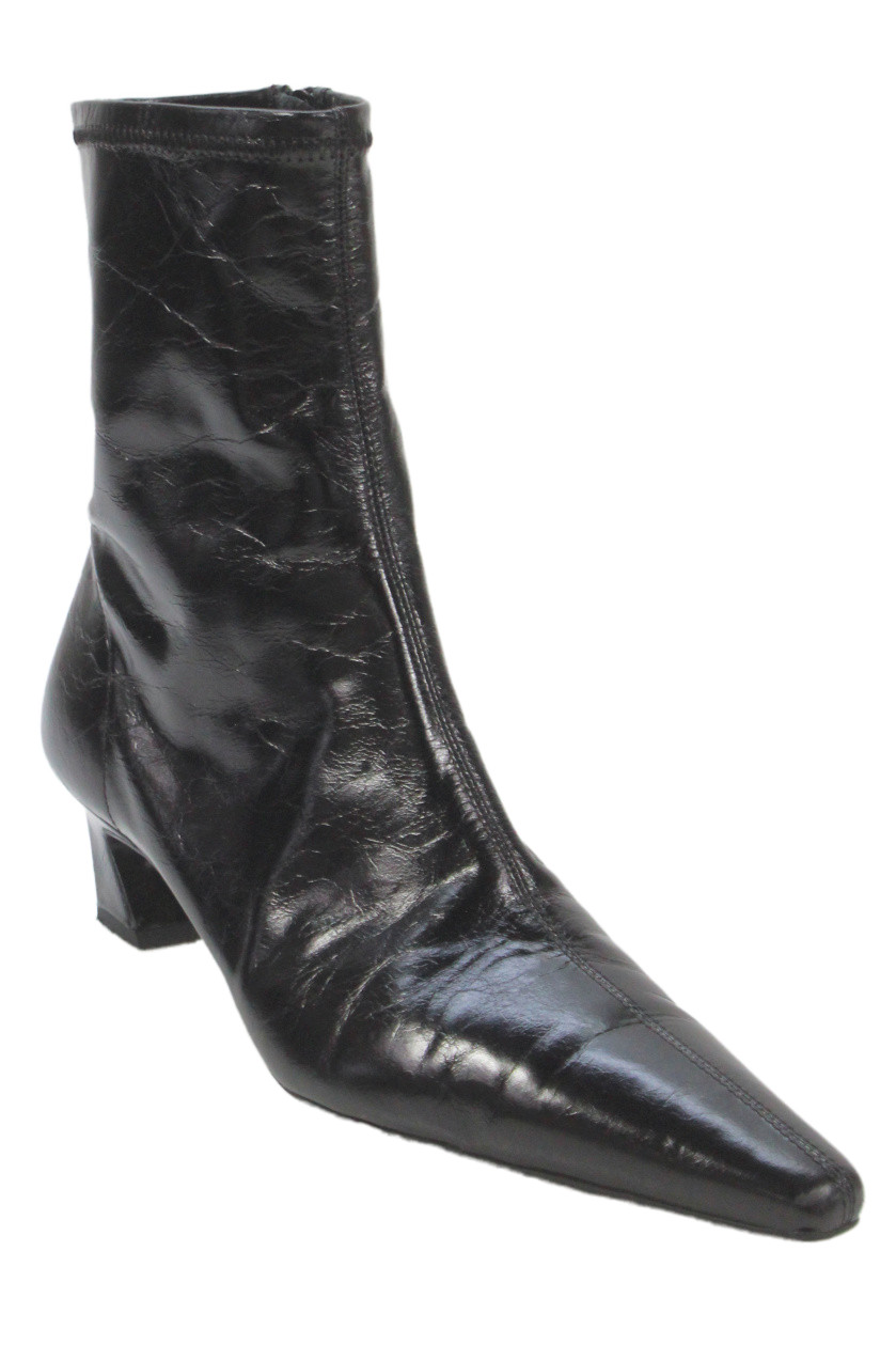 Tony Bianco Womens Side Zip Block Heel Pointed Toe Boots Black Leather Size 9.5Free Shipping in US $100+ Orders | $6.95 Orders Below