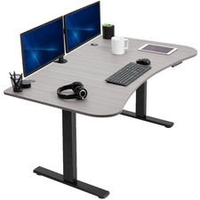 VIVO Electric 63” x 32” Standup Desk, Dark Gray Table Top, Black Frame