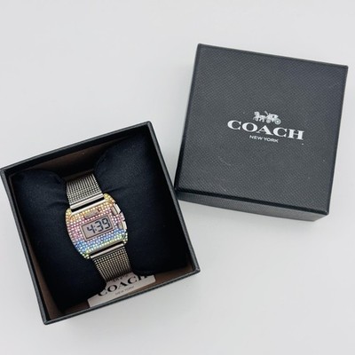 COACH Grand Black Dial Rainbow Crystal Mesh Band Quartz Watch CA 113.7.34.2232 Coach Grand Black Dial Rainbow Crystals Black Mesh Band  main image 2