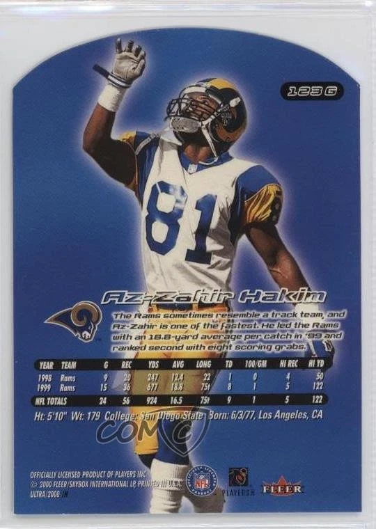 2000 Fleer Ultra Gold Medallion Az-Zahir Hakim #123G - Image 2 of 2