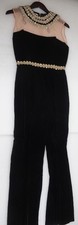 WOMANS VINTAGE BLACK VELVET AND RHINESTONE SEQUINED JUMPSUIT USA SIZE 8