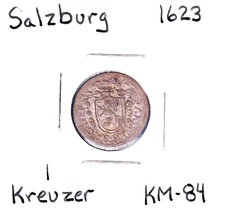 1623 Salzburg [Prince-Archbishopric] 1 Kreuzer (KM-84) Silver!!! [von Londron]