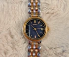 Seiko Quartz Watch 7N82-0228 Black Dial Date Silver Gold Bracelet