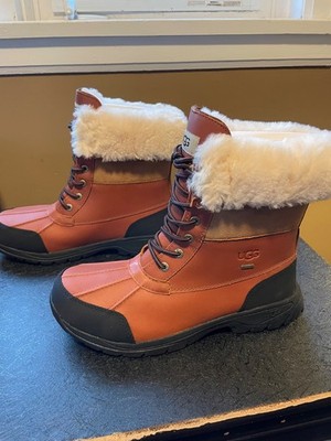 UGG Mens Size 10 Butte Waterproof Insulated Boot Fur Trimmed Brown