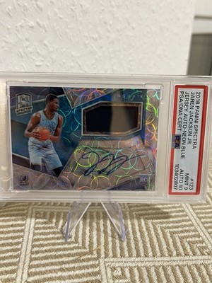 2018-19 Panini Spectra Jersey Auto Neon Blue Jaren Jackson JR. 16/99 RC PSA 9/10