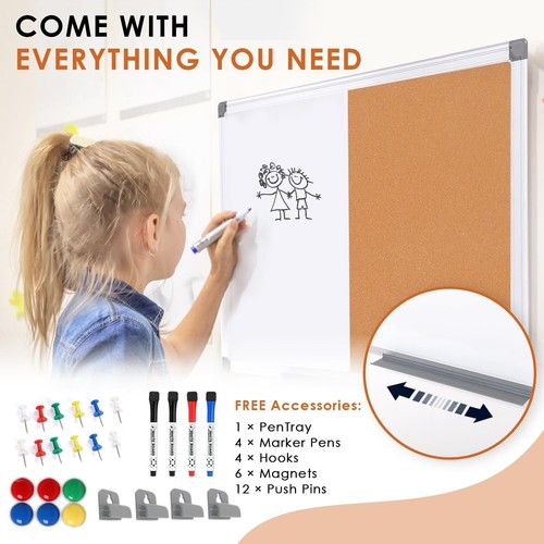 Elegant 90x60cm Dry Erase Cork Board with Magnetic Surface – Ideal for Any Space - Picture 8 of 11