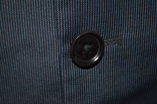 DKNY Men Navy Blue Wool Striped 2 Front Button Suit Sz 40R Wst 36x30 - Picture 4 of 18