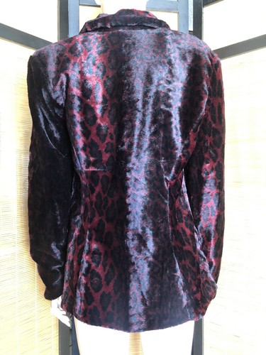 Vintage Y2K Betsey Johnson rot Leopard Kunstfell Jacke Mantel USA Glam Punk Rock XL - Bild 10 von 12