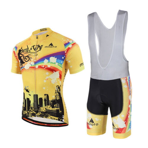 Miloto Kurzarm Radtrikot Trägerhose Kurz Gepolstert Herren Fahrradbekleidung Set - Bild 11 von 38
