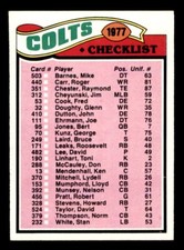 1977 Topps Football #202 Baltimore Colts Team Checklist EX/MT *d3