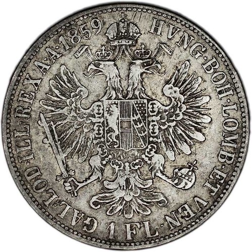 AUSTRIA coin 1 Florin 1859 B Fine