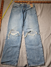 Levis Jeans Womens 29x29.5 Blue Wide Leg Distressed Denim Pants