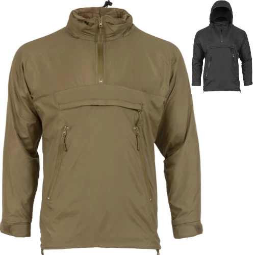 Highlander Halo Smock Lightweight Fleece Lined Pullover Jacket Black Olive Army