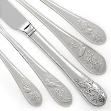 RSVP Stainless BIRDS Flowers Outline 18/10 Glossy Silverware CHOICE Flatware