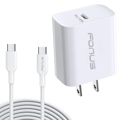 10ft Long Cable Fast Type-C 18W PD Home Charger Quick Power for Smart Phones