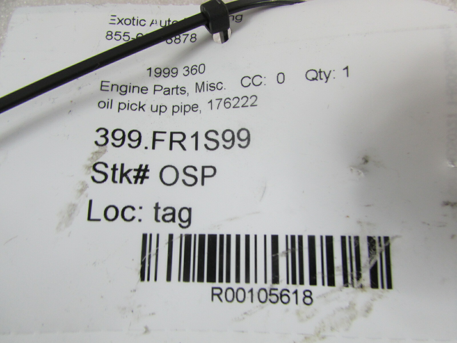 Ferrari 360, Oil Suction Pipe, P/N 176222
