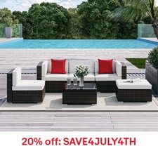 6 PCS Outdoor Rattan Sofa Furniture Infinite Options & Pure Comfort  White