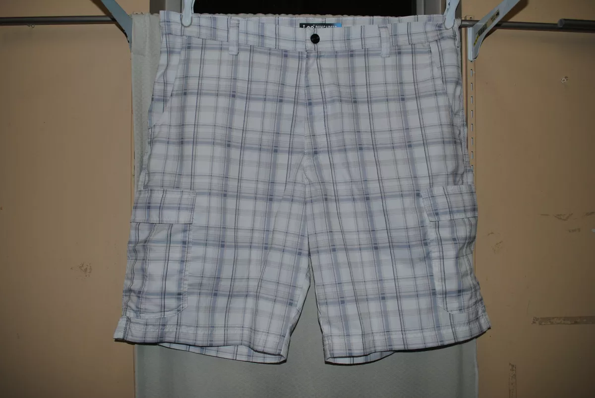 Lee Dungarees Mens Polyester White Plaid Cargo Shorts Size 40 eBay