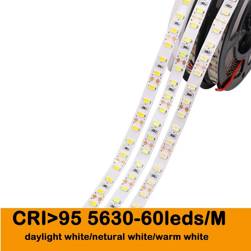 High Quality CRI 95 RA 95 5M White 5630 SMD LED Flexible Strip 12V DC 300 LED - Image 2 of 4