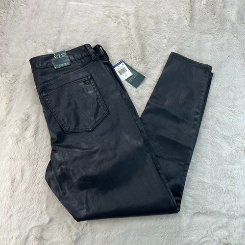 Polo Ralph Lauren Womens 12 Black Tin Cloth Jeans Premier Skinny Ankle