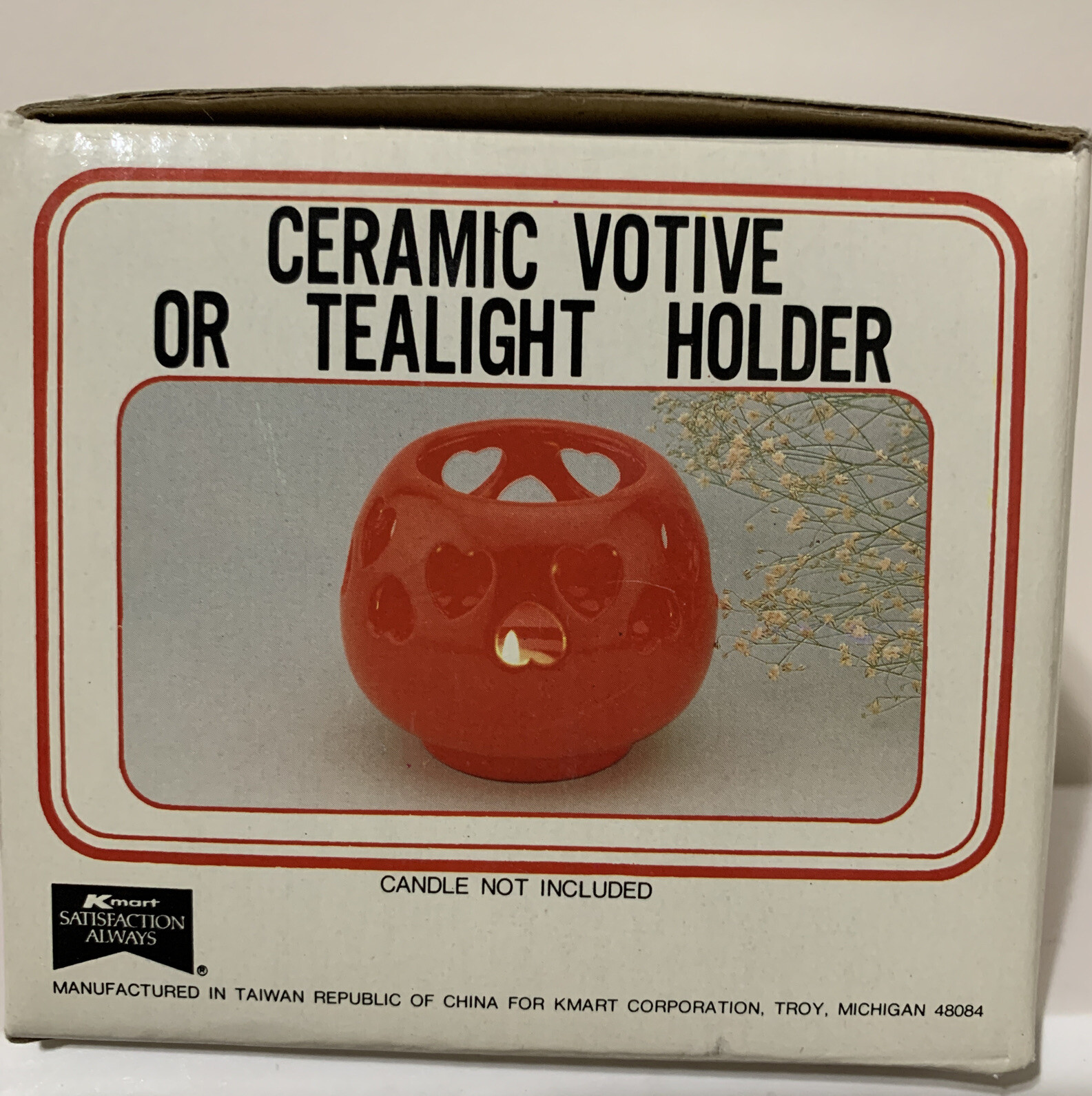 Vintage Kmart Ceramic Votive Or TeaLight Holder Red Hearts Valentines