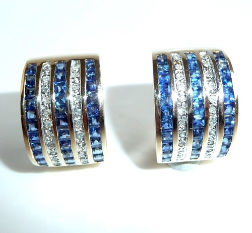 Ohrringe 585 Gelbgold 2.0ct. Saphire 0.44 ct Diamanten 18,4 mm 8.9 gr. - Picture 10 of 10