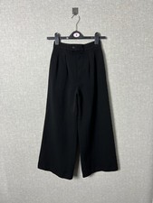 Vintage 70s Saint Laurent High Waist Wide Leg Wool Palazzo Trousers Pants Sz XS