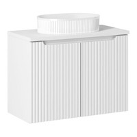 Waschtisch 80Cm Weiß Keramikwaschbecken Grifflos Badezimmer Waschbeckenschrank