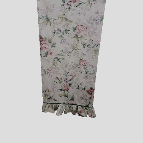 Set of 2 Ruffled Pillowcases By Springs White W/ Pink & Green Floral King Size - Picture 4 of 8