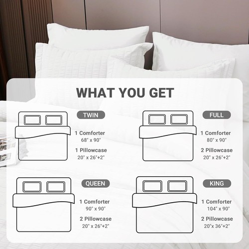 3PCS Seersucker Comforter and Coverlet Set Collection Comforter & Pillow Sham - Picture 61 of 118