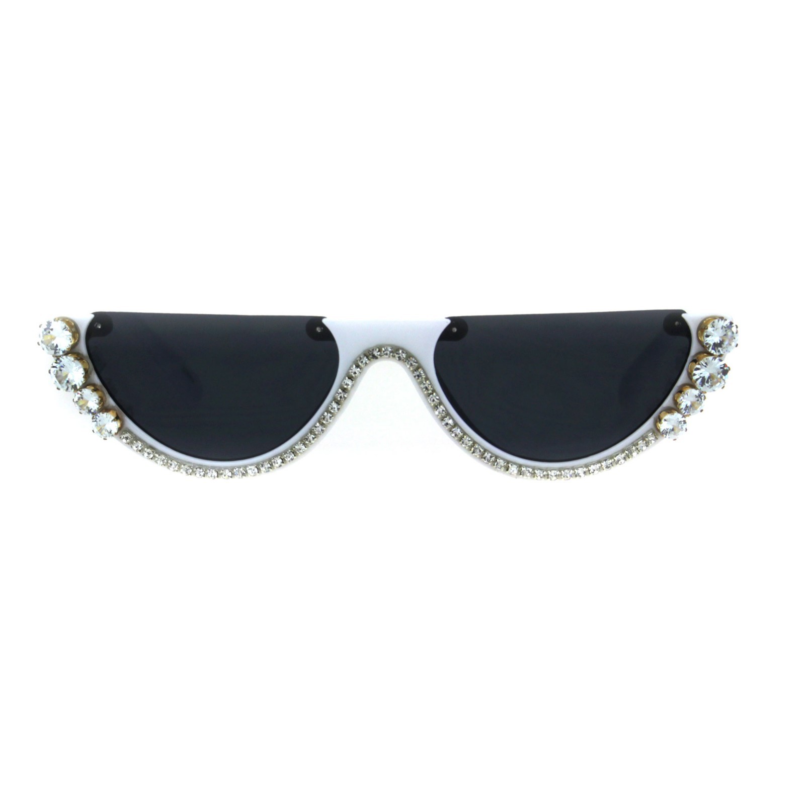 Estrás Tenis Iced Cadena Cultivo Plano Top Cat Ojos Gótico Gafas de Sol