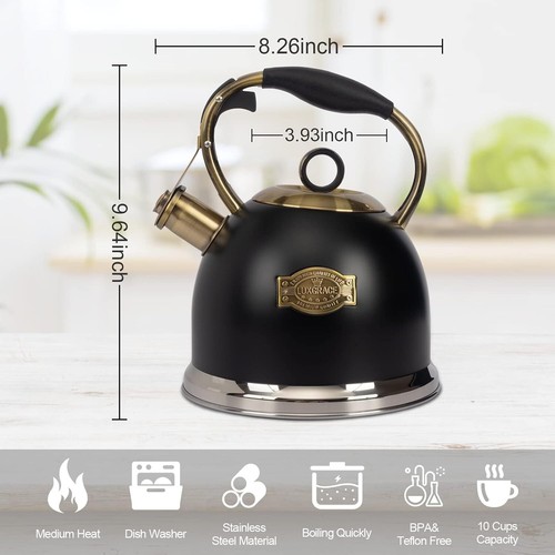 Tea Kettle -3.0 Quart Tea Kettles Stovetop Whistling Teapot Stainless Steel... - Picture 5 of 7
