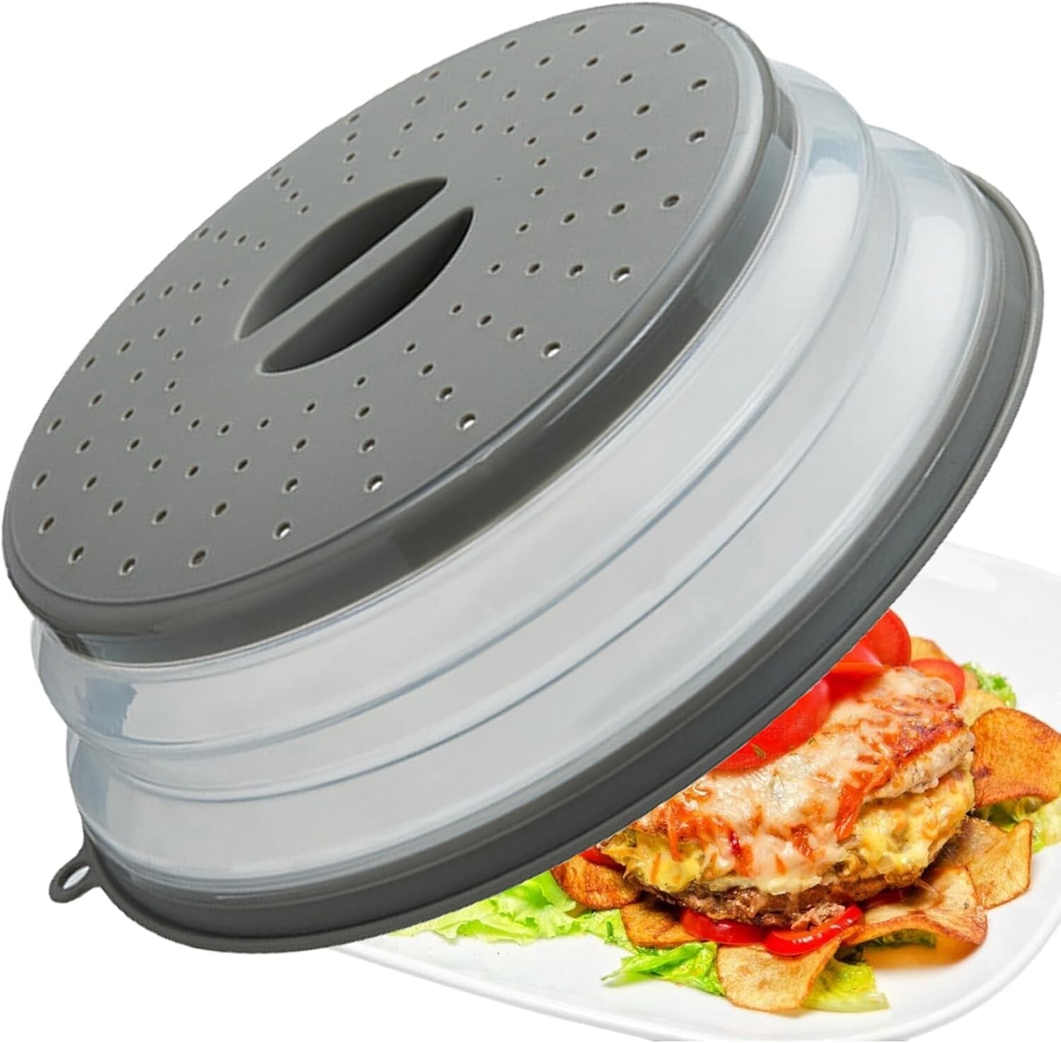 Microwave Splatter Cover Vented Splatter Guard and Colander Kitchen Gadget