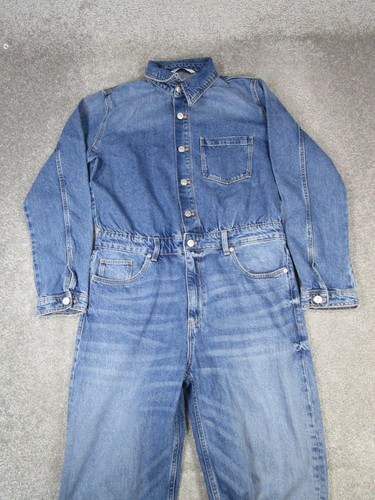 Zara Jumpsuit Womens Xl Blue Cotton Denim