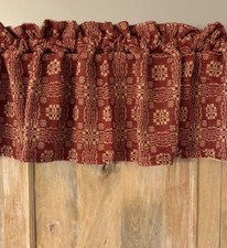 New Primitive RED GETTYSBURG COVERLET VALANCE Topper Curtains Lined
