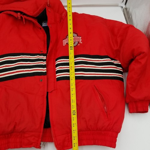 The Ohio State Buckeyes University Vintage Cappotto sportivo logo puffer anni 90 taglia XL - Foto 10 di 22