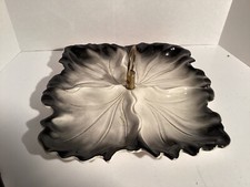 Vintage Calif Pottery Valley Vista #610 Black To Grey Umbra Leaf 