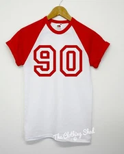 90 Baseball T Shirt Sport Top Men Women Indie Skater Shop Man Urban Fresh Tee