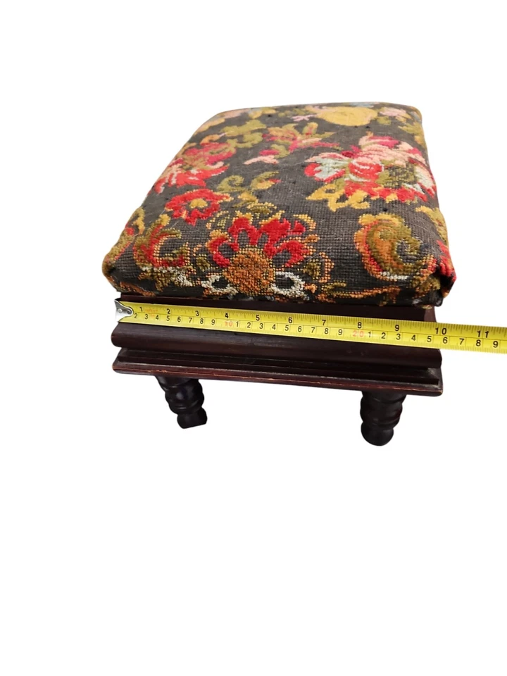 Vintage Sewing Foot Stool/Storage, Hinged Top, Tapastry Fabric - Image 4 of 4