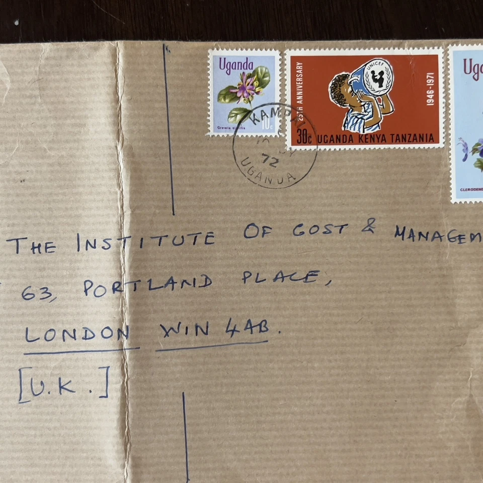 Kampala Uganda 1972 registrada cubierta larga enviada a Londres Reino Unido Gran Bretaña Foto 3 de 4