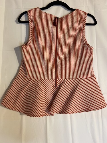 Canotta donna Maeve Anthropologie rossa a righe Cantua Peplum | Taglia 10 - Foto 6 di 6