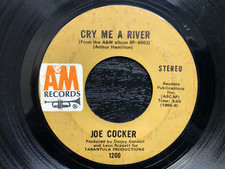 Joe Cocker CRY ME A RIVER 1970 A M 45 rpm single VG 2.00