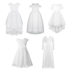 Kids Girls Bridesmaid Dress High Low Tulle Party First Communion Gowns Dresses
